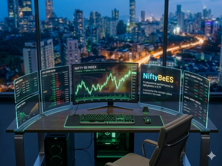 NiftyBeES ETF trading terminal showing real-time iNAV and 2026 market data.